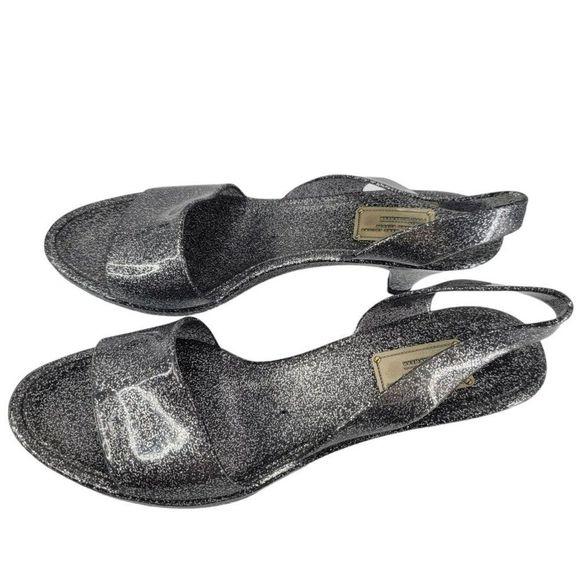Marc Jacobs Designer Sandals Shoes Silver Glitter Jelly Heels Open Toe Women 8 - Picture 7 of 12